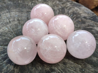 Polished Rose Quartz Spheres x 6 From Madagascar - Toprock Gemstones and Minerals