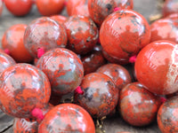 Polished Brecciated Red Jasper Ball Shaped Beaded Necklace - Sold Per Item - From South Africa - Toprock Gemstones and Minerals