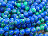 Polished A Grade Azurite and Malachite Ball Shaped Beaded Necklace - Sold Per Item - From Congo - Toprock Gemstones and Minerals