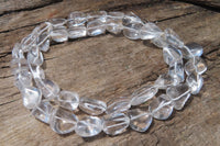 Polished Clear Quartz Rock Crystal Tumble Chip Bead Necklace - Sold Per Item - From Madagascar - Toprock Gemstones and Minerals