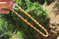 Polished Carnelian Agate Barrel Shaped Beaded Necklace - Sold per Item - From Botswana - Toprock Gemstones and Minerals