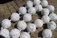 Polished Lightning Strike Magnesite - Howlite Ball Shaped Beaded Necklace - Sold Per Item - From Zimbabwe - Toprock Gemstones and Minerals