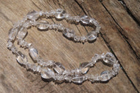 Polished Clear Quartz Rock Crystal Mixed Drilled and Tumble Chip Beaded Necklace - Sold Per Item - From Madagascar - Toprock Gemstones and Minerals