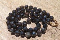 Polished Black Agate Faceted Beaded Necklace - Sold Per Item - From Brazil - Toprock Gemstones and Minerals