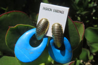 Polished Pair of Blue Turquenite Howlite Go Go Earrings - Sold Per Pair - From Zimbabwe - Toprock Gemstones and Minerals
