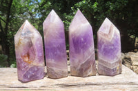 Polished Chevron Amethyst Points x 4 From Madagascar - Toprock Gemstones and Minerals