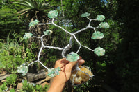 Hand Made Aventurine and Zambian Quartz Wire Wrap Gemstone Tree On Crystal Base - Sold Per Item -  From Zambia - Toprock Gemstones and Minerals