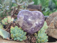 Polished Lepidolite with Pink Rubellite Gemstone Hearts x 6 From Madagascar - Toprock Gemstones and Minerals