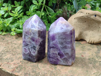 Polished Chevron Amethyst Points x 2 From Madagascar - Toprock Gemstones and Minerals