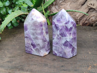 Polished Chevron Amethyst Points x 2 From Madagascar - Toprock Gemstones and Minerals