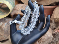 Polished Rock Crystal Stretch Buddha Bracelets - Sold Per Item - From Brazil - Toprock Gemstones and Minerals