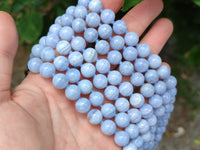 Polished Namibian Blue Lace Agate Ball Shaped Bead Necklace - Sold per Item- From Namibia - Toprock Gemstones and Minerals