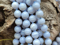 Polished Namibian Blue Lace Agate Ball Shaped Bead Necklace - Sold per Item- From Namibia - Toprock Gemstones and Minerals