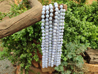 Polished Namibian Blue Lace Agate Ball Shaped Bead Necklace - Sold per Item- From Namibia - Toprock Gemstones and Minerals