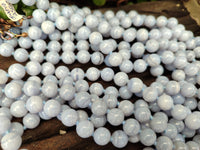 Polished Namibian Blue Lace Agate Ball Shaped Bead Necklace - Sold per Item- From Namibia - Toprock Gemstones and Minerals