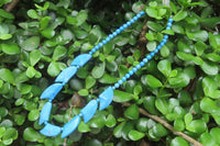 Polished Blue Turquenite - Howlite Fancy Leaf Necklace - Sold Per Pair - From Zimbabwe - Toprock Gemstones and Minerals