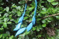 Polished Blue Turquenite - Howlite Fancy Leaf Necklace - Sold Per Pair - From Zimbabwe - Toprock Gemstones and Minerals