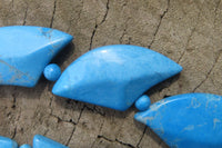 Polished Blue Turquenite - Howlite Fancy Leaf Necklace - Sold Per Pair - From Zimbabwe - Toprock Gemstones and Minerals
