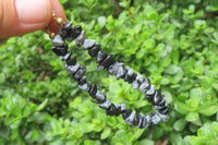 Polished Snowflake Obsidian Tumble Chip  Bead Bracelet - Sold per Item - From Mexico - Toprock Gemstones and Minerals