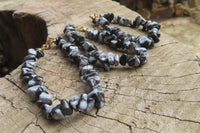 Polished Snowflake Obsidian Tumble Chip  Bead Bracelet - Sold per Item - From Mexico - Toprock Gemstones and Minerals