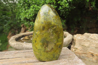 Polished Green Opal Standing Free Forms x 4 From Antsirabe, Madagascar - Toprock Gemstones and Minerals