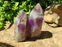 Polished Chevron Amethyst Points x 2 From Madagascar - Toprock Gemstones and Minerals
