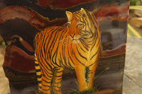 Hand Made Tigers Decoupage on Banded Tiger Iron Jasper Stone Slabs - Sold Per Item - From South Africa - Toprock Gemstones and Minerals