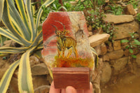 Hand Made African Kudu Buck Decoupage on Brecciated Jasper Stone Slabs - Sold Per Item - From South Africa - Toprock Gemstones and Minerals