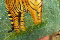 Hand Made Tiger Decoupage on Green Fuchsite Stone Slabs - sold per item - From Zimbabwe - Toprock Gemstones and Minerals