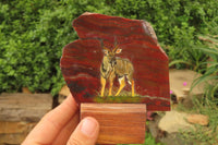 Hand Made African Kudu Buck Decoupage on Tiger Iron Jasper Stone Slabs - Sold Per Item - From Australia - Toprock Gemstones and Minerals