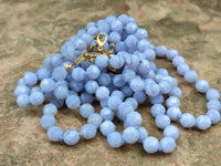 Polished Small Namibian Blue Lace Agate Faceted Bead Necklace - Sold per Item- From Namibia - Toprock Gemstones and Minerals