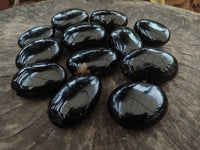 Polished Black Tourmaline Palm Stones x 12 From Madagascar - Toprock Gemstones and Minerals