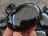 Polished Black Tourmaline Palm Stones x 12 From Madagascar - Toprock Gemstones and Minerals