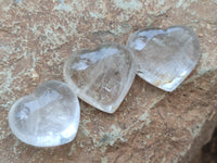 Polished Clear Quartz Gemstone Hearts x 12 From Madagascar - Toprock Gemstones and Minerals