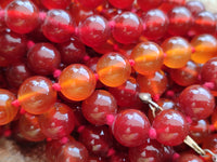 Polished Gem Carnelian Agate Ball Shaped Beaded Necklace - Sold per Item - From Brazil - Toprock Gemstones and Minerals