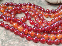 Polished Gem Carnelian Agate Ball Shaped Beaded Necklace - Sold per Item - From Brazil - Toprock Gemstones and Minerals