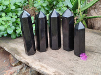 Polished Black Basalt Points x 5 From Antsirabe, Madagascar - Toprock Gemstones and Minerals