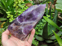 Polished Chevron Amethyst Points x 2 From Zambia - Toprock Gemstones and Minerals