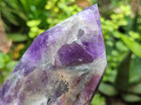 Polished Chevron Amethyst Points x 2 From Zambia - Toprock Gemstones and Minerals