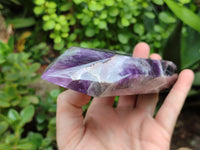Polished Chevron Amethyst Points x 2 From Zambia - Toprock Gemstones and Minerals