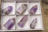Polished Chevron Amethyst Points x 6 From Madagascar - Toprock Gemstones and Minerals