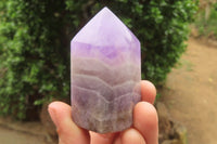 Polished Chevron Amethyst Points x 6 From Madagascar - Toprock Gemstones and Minerals