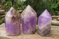 Polished Chevron Amethyst Points x 6 From Madagascar - Toprock Gemstones and Minerals