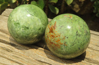 Polished Chrysoprase Spheres x 2 From Madagascar - Toprock Gemstones and Minerals