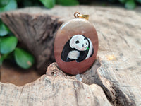 Polished Polychrome Jasper Pendant with Hand Painted Panda - sold per item - From Madagascar - Toprock Gemstones and Minerals
