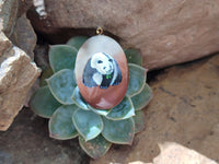 Polished Polychrome Jasper Pendant with Hand Painted Panda - sold per item - From Madagascar - Toprock Gemstones and Minerals