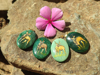 Polished Aventurine Pendant with Hand Painted Kudu - Sold Per Item - From Zimbabwe - Toprock Gemstones and Minerals