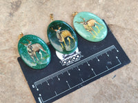 Polished Aventurine Pendant with Hand Painted Kudu - Sold Per Item - From Zimbabwe - Toprock Gemstones and Minerals