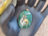 Polished Aventurine Pendant with Hand Painted Kudu - Sold Per Item - From Zimbabwe - Toprock Gemstones and Minerals