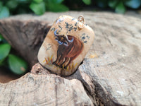 Polished Picture Stone Pendant with Hand Painted Buffalo - Sold Per Item - From Namibia - Toprock Gemstones and Minerals